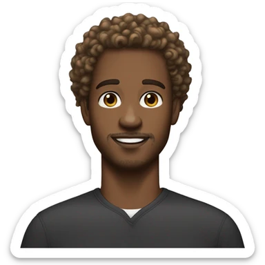 black guy in his 20's light brown skin curly hair a goatee but not full light eyes and nice eyebrows and long lashes sticker