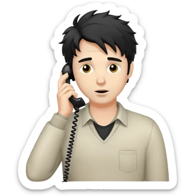 a white man with black messy taking a call sticker