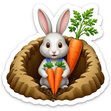 Rabbit burrow, carrot outside sticker