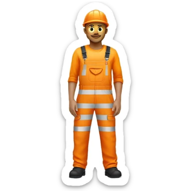 man standing wearing orange hi visibility overalls  sticker