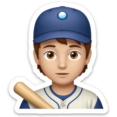 A boy playing  playing baseball and that has hazel eyes and brown hair  sticker