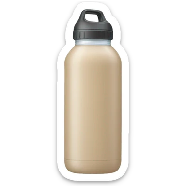 Beige water bottle with handle and straw sticker