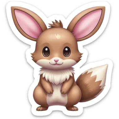 Kawaii Shiny Colorful Pastel Minccino-Furret-Eevee-fusion Full Body sticker