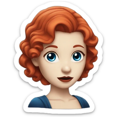 vampire girl with red hair and blue eyes, fair skin sticker