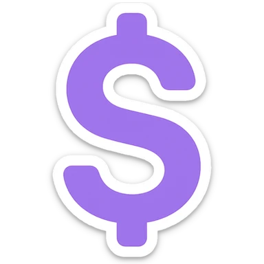 dollar sign icon, sleek style, using purple RGB color sticker