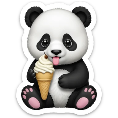 Panda eating ice cream sticker