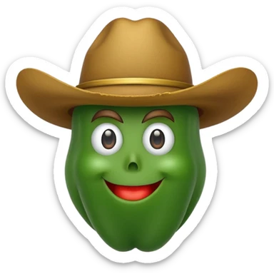 green vegetable with a top cowboy hat sticker