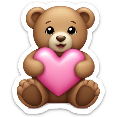 Teddy bear holding pink heart  sticker
