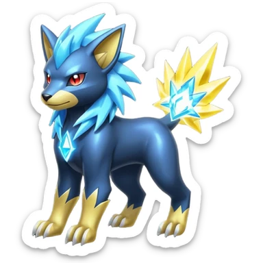 Electric elemental shiny futuristic Luxray-Manectric-Pokémon-Fakémon-hybrid-creature sticker
