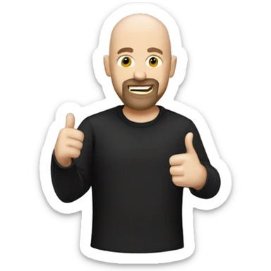 bald white guy with dark shirt and goatee thumbs up sticker