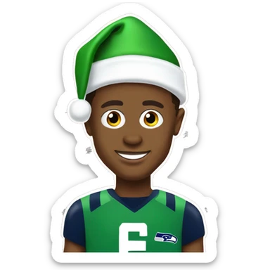 Geno smith in Seahawks uniform and santa hat  as elf on the shelf  sticker