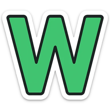 big green letter W, bold and eye-catching sticker