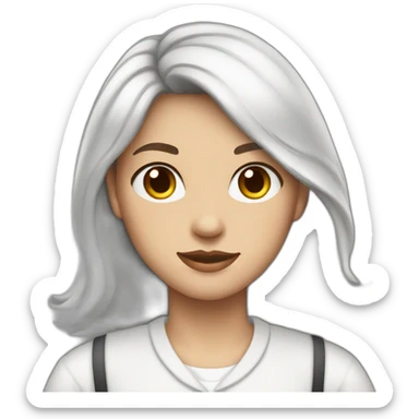 girl wearing a collared white shirt under a white sweatervest sticker