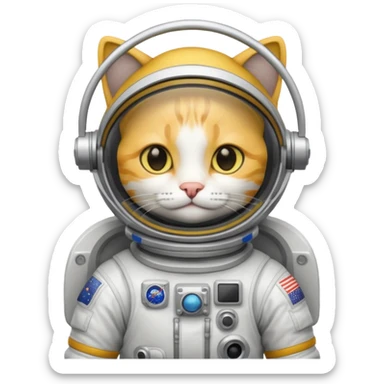 yellow cat white  Astronaut sticker