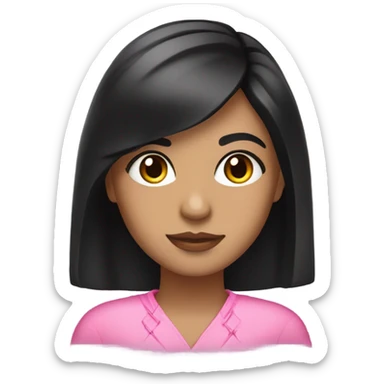 Latin girl with bacl hair, attorney pink accessories  sticker