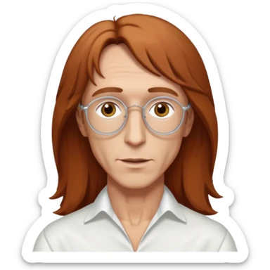 Robin Gibb brown eyes, long auburn hair, white outfit sticker