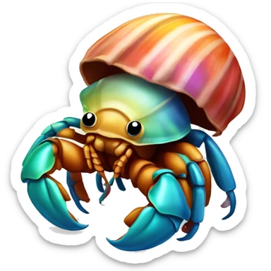 Hermit crab with a colorful shell sticker