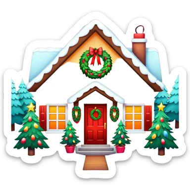A house decorated for Christmas sticker