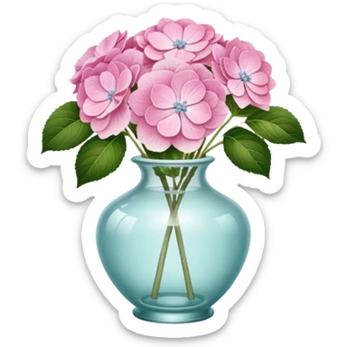 Pink Pastel Aesthetic Hydrangeas In A Vintage Vase sticker