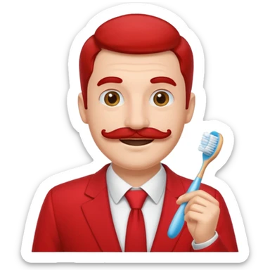 hitler with toothbrush mustache and red suit sticker