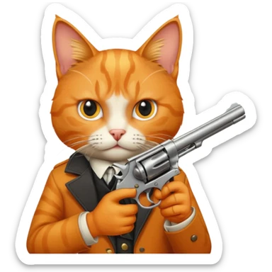 Revolver with cat holding it sticker