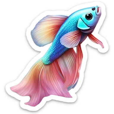 Pretty iridescent long fin betta fish realistic sticker