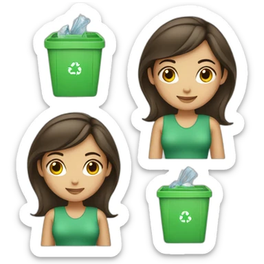 Brunette girl recycling sticker