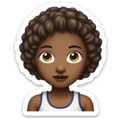 Girl light dark skin with tank top with shorts that has straight brown hair with lashes on her eyes sticker