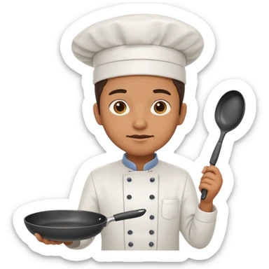 chef holding a frying pan sticker