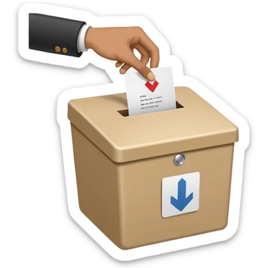 A neutral, generic symbolic image: A hand dropping a ballot paper into a simple, unmarked ballot box. on the ballot ‘Ja, aber’, ‘Nein, aber’,  sticker