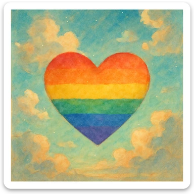 pride heart, dreamy and painterly sticker