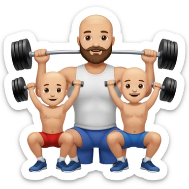 Deadlift bald beard with three sons sticker