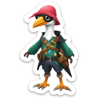 Pterodactyl wearing snow boots, and an eyepatch sticker