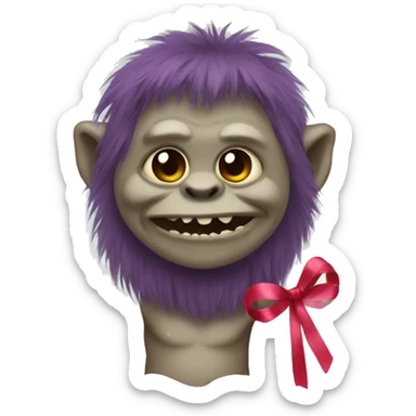 Troll with a ribbon and a sloth  sticker