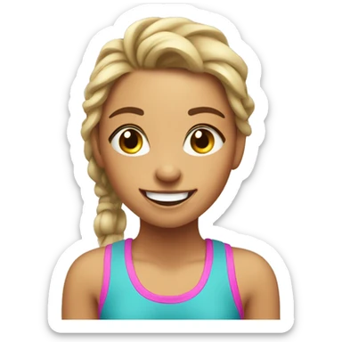 A cheerful girl in the gym is engaged sticker