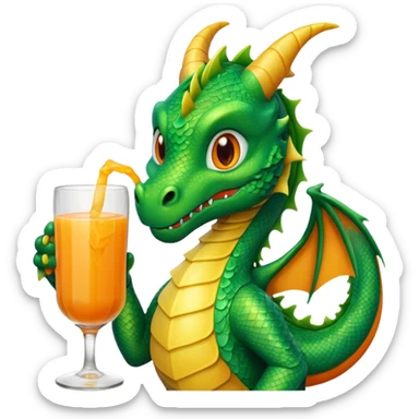 Dragon sipping a juice drink sticker
