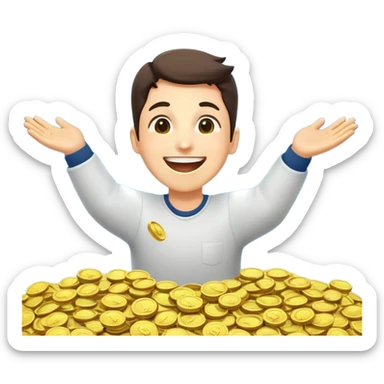 make me a png emoji in the style of an iPhone where a person gets money without doing anything
Here is a description of an iOS-style emoji that you can create:
 sticker