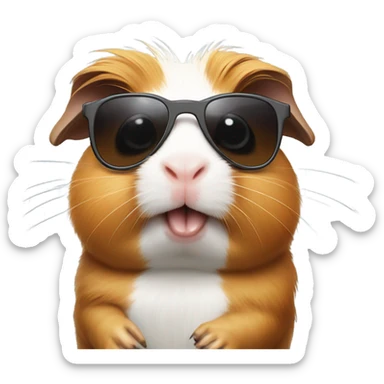 Guinea pig with sunglasses making a Shaka sing with hand sticker