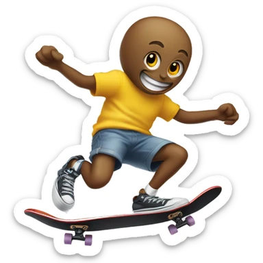 SKATEBOARD EATING SNEAKERS WHILE JUMPING ABOVE RUBBER POLE  sticker