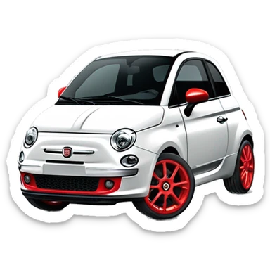 Fiat 500 abarth 2008 blanche , avec une bande latéral rouge et rétroviseur rouge. Jante chromé pétale  sticker