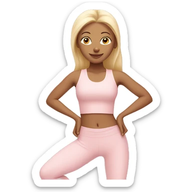 anblonde yoga girl in light pink yoga outfit sticker