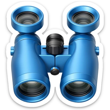 binoculars facing upward, blue sticker