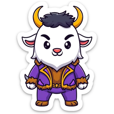 Beast from Beauty and the Beast with human-like mouth and facial expression, still with horns and fur, wearing prince outfit sticker