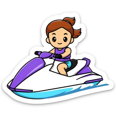 jet ski with a group of girls riding on it  sticker