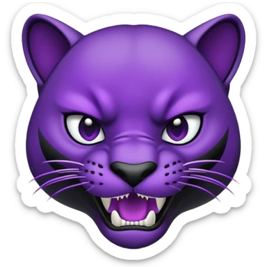 Aggressive Panther emoji with black and purple coloring sticker