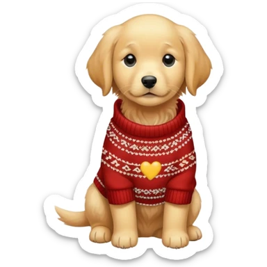 Golden retriever puppy wearing a sweater sticker