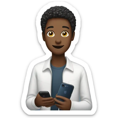 Person holding a samsung phone and iphone sticker