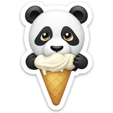 Panda eating ice cream sticker
