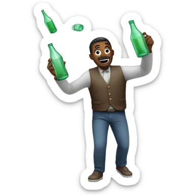 man juggling bottles  sticker