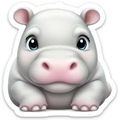 chubby white baby hippo with a belly sticker